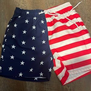 Kids extra small American flag swim trunks
